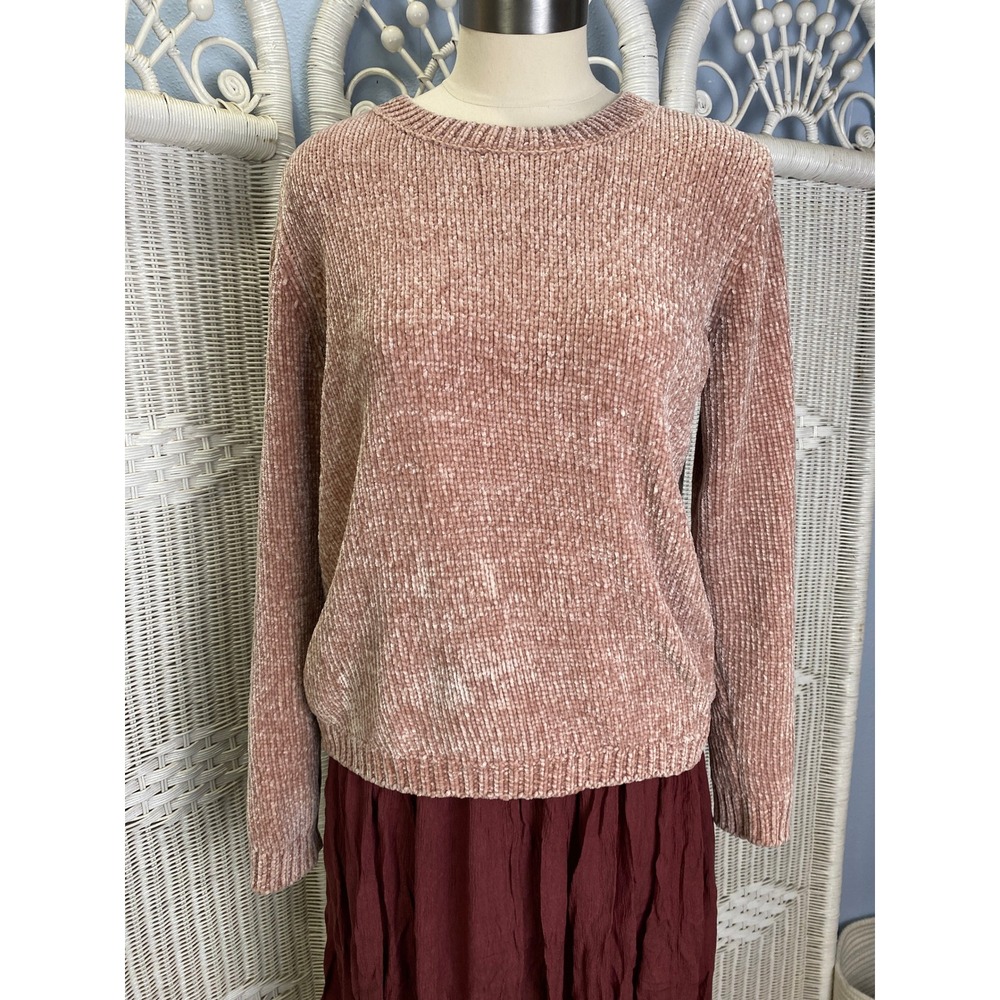 Cyrus Chenille Sweater Blush Pink Soft Textured Pullover Cozy Pastel Plush M